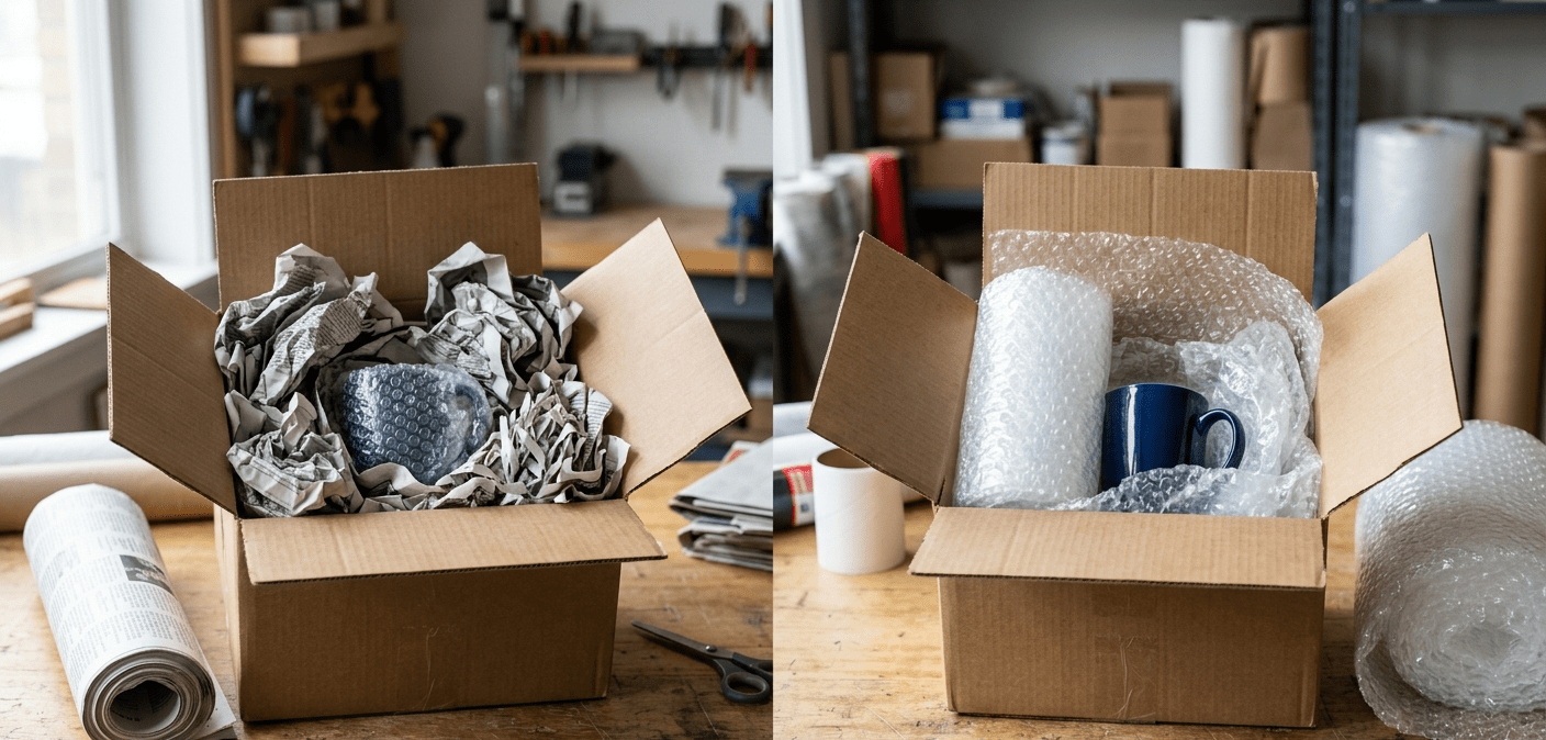 Stuffing Newsprint vs Bubble Wrap